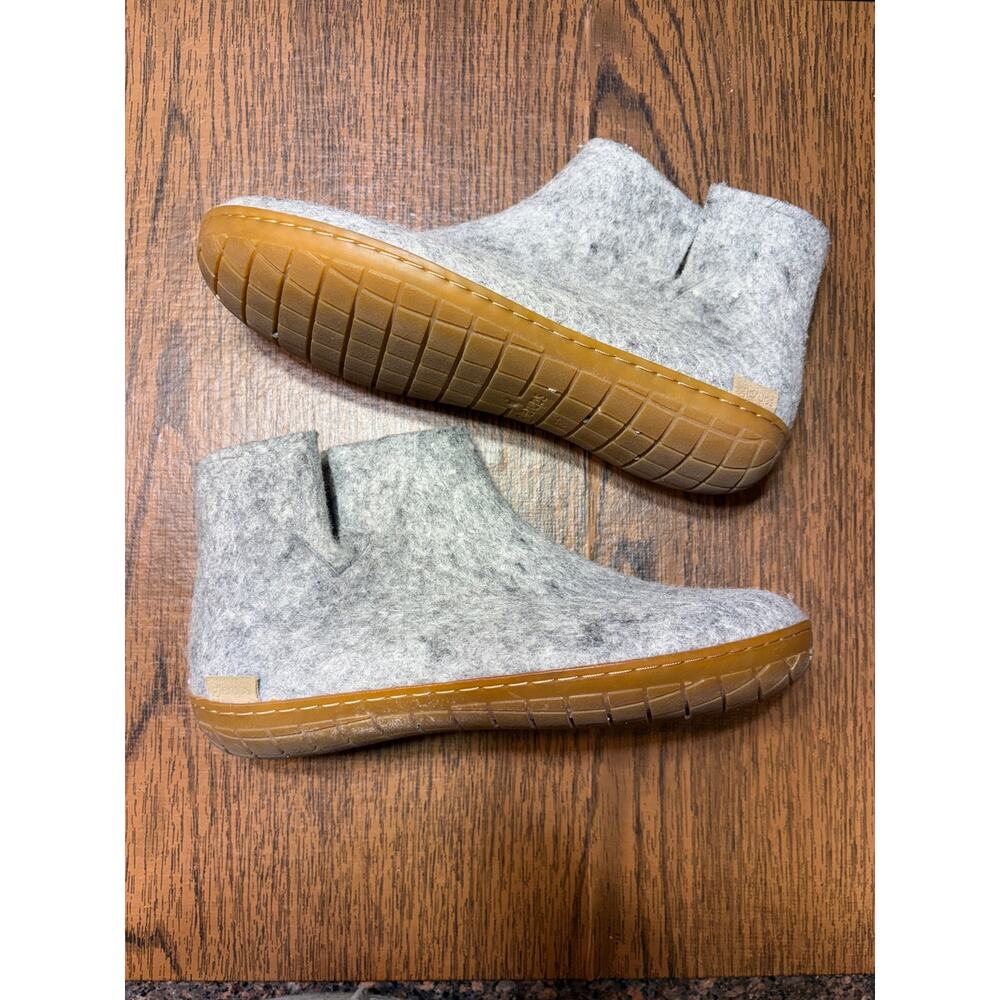 Glerups Unisex Gray Wool Boot Slipper with Honey Rubber Sole Size 37 - Picture 2 of 13